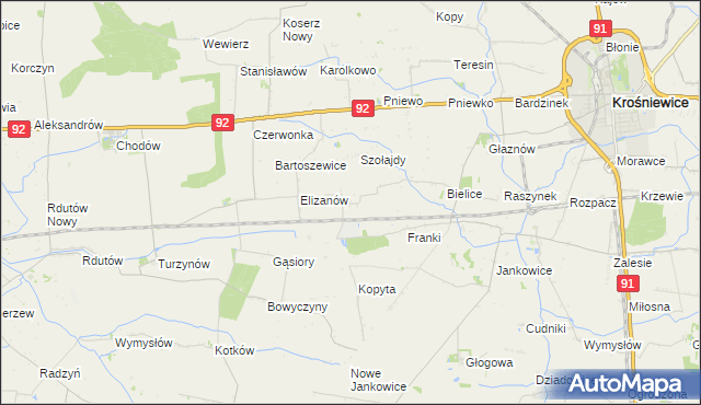 mapa Suchodoły gmina Krośniewice, Suchodoły gmina Krośniewice na mapie Targeo