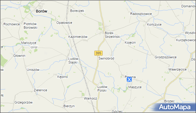 mapa Świnobród gmina Borów, Świnobród gmina Borów na mapie Targeo