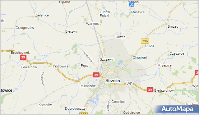 mapa Szczawin gmina Strzelin, Szczawin gmina Strzelin na mapie Targeo