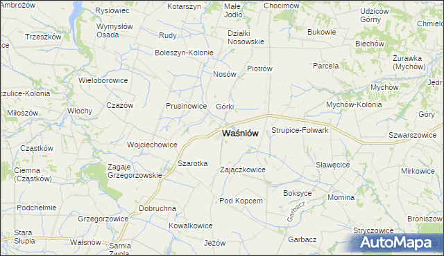 mapa Waśniów, Waśniów na mapie Targeo