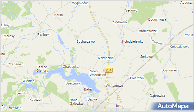 mapa Wszedzień gmina Mogilno, Wszedzień gmina Mogilno na mapie Targeo