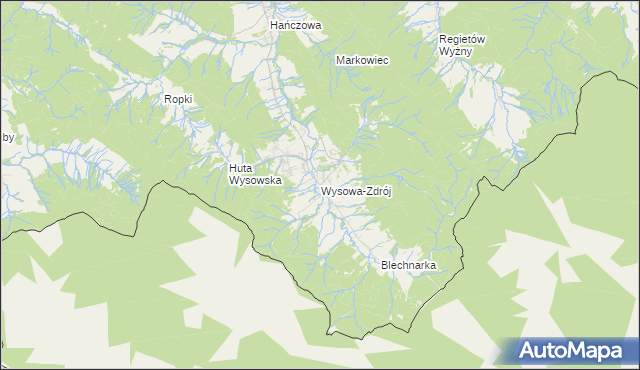 mapa Wysowa-Zdrój, Wysowa-Zdrój na mapie Targeo