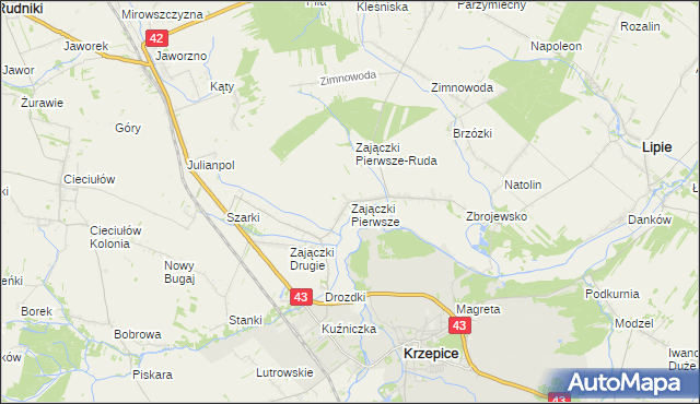 mapa Zajączki Pierwsze, Zajączki Pierwsze na mapie Targeo