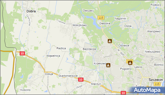 mapa Bezrzecze, Bezrzecze na mapie Targeo