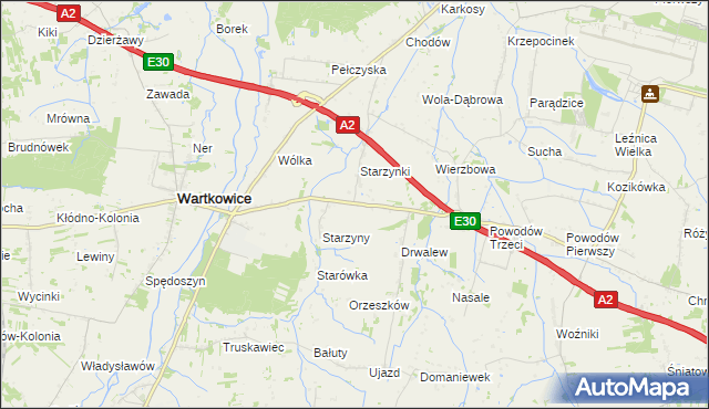 mapa Biała Góra gmina Wartkowice, Biała Góra gmina Wartkowice na mapie Targeo