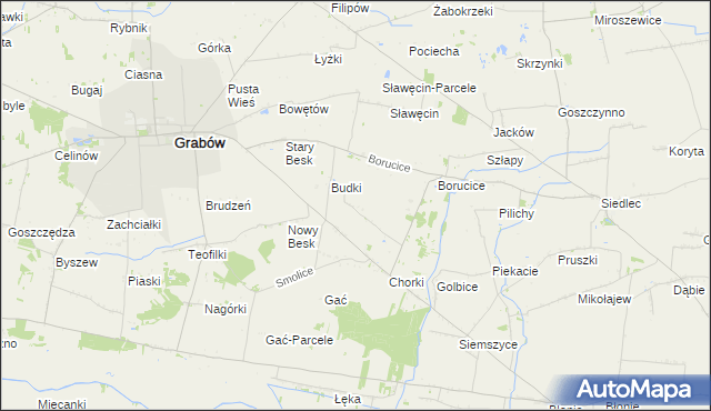 mapa Borów gmina Grabów, Borów gmina Grabów na mapie Targeo