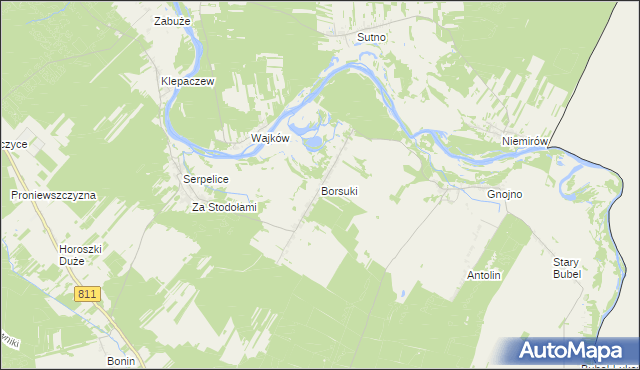 mapa Borsuki gmina Sarnaki, Borsuki gmina Sarnaki na mapie Targeo