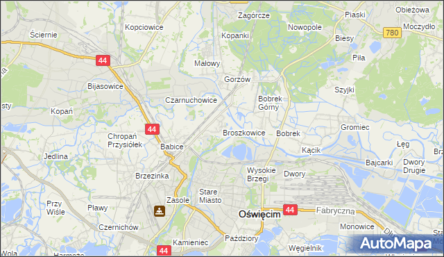 mapa Broszkowice, Broszkowice na mapie Targeo