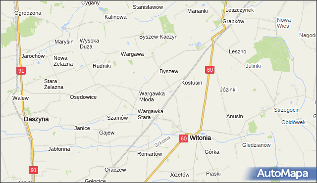 mapa Budki gmina Witonia, Budki gmina Witonia na mapie Targeo