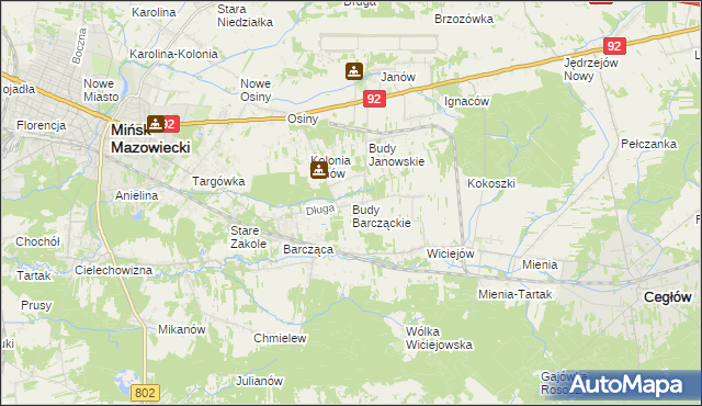 mapa Budy Barcząckie, Budy Barcząckie na mapie Targeo