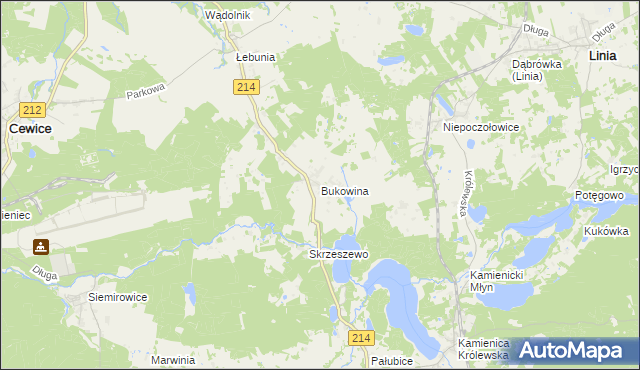 mapa Bukowina gmina Cewice, Bukowina gmina Cewice na mapie Targeo