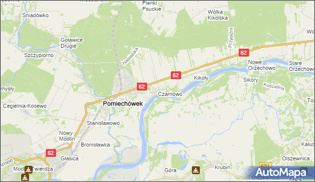 mapa Czarnowo gmina Pomiechówek, Czarnowo gmina Pomiechówek na mapie Targeo