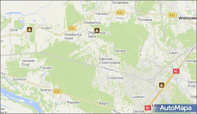 mapa Dąbrowa Chotomowska, Dąbrowa Chotomowska na mapie Targeo