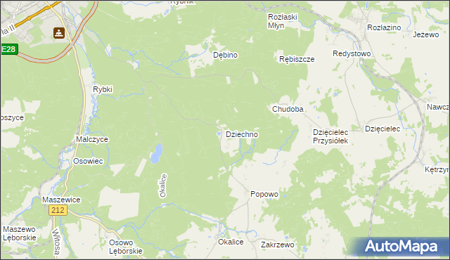 mapa Dziechno, Dziechno na mapie Targeo