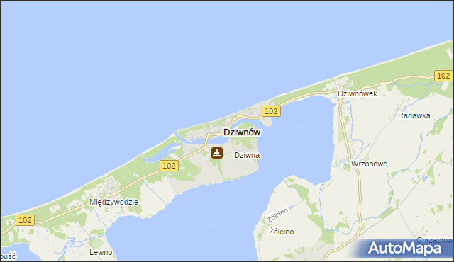 mapa Dziwnów, Dziwnów na mapie Targeo