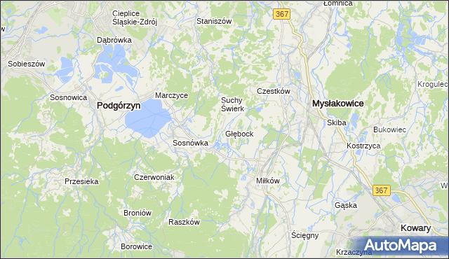 mapa Głębock gmina Podgórzyn, Głębock gmina Podgórzyn na mapie Targeo