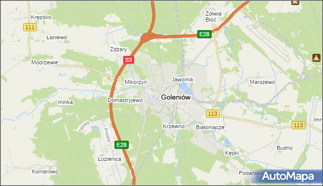 mapa Goleniów, Goleniów na mapie Targeo