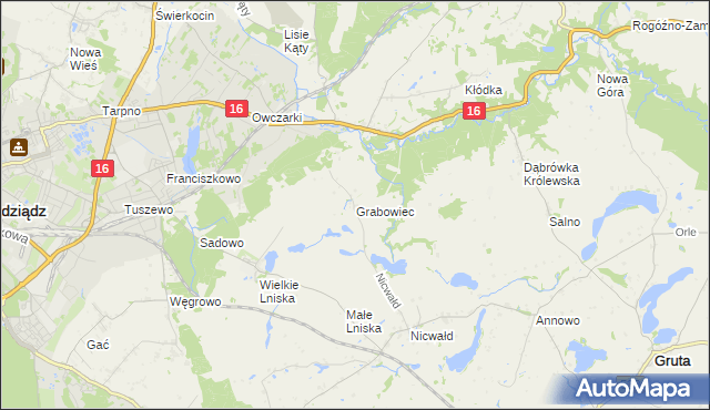 mapa Grabowiec gmina Grudziądz, Grabowiec gmina Grudziądz na mapie Targeo