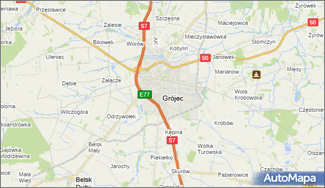 mapa Grójec, Grójec na mapie Targeo