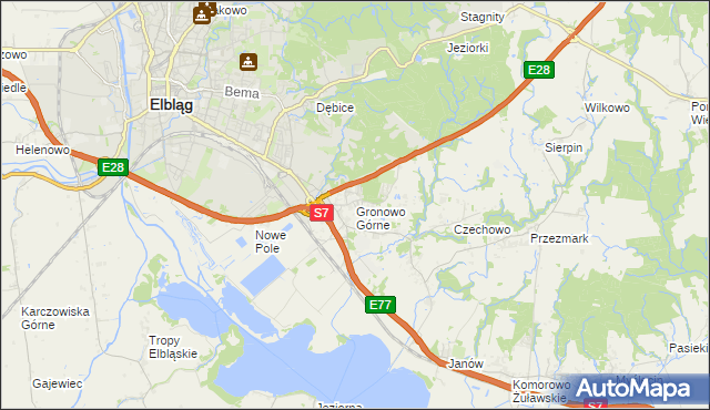 mapa Gronowo Górne, Gronowo Górne na mapie Targeo