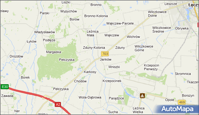 mapa Janków gmina Łęczyca, Janków gmina Łęczyca na mapie Targeo
