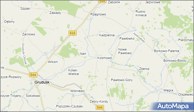 mapa Kosmowo gmina Czernice Borowe, Kosmowo gmina Czernice Borowe na mapie Targeo