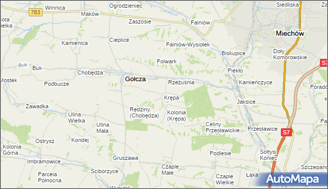 mapa Krępa gmina Gołcza, Krępa gmina Gołcza na mapie Targeo