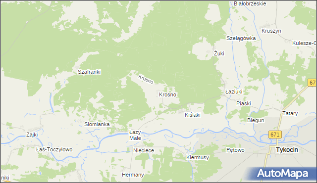 mapa Krosno gmina Tykocin, Krosno gmina Tykocin na mapie Targeo