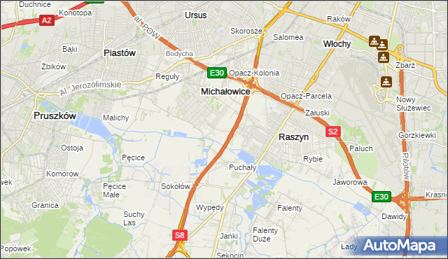 mapa Michałowice-Wieś, Michałowice-Wieś na mapie Targeo