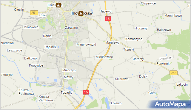mapa Miechowice gmina Inowrocław, Miechowice gmina Inowrocław na mapie Targeo