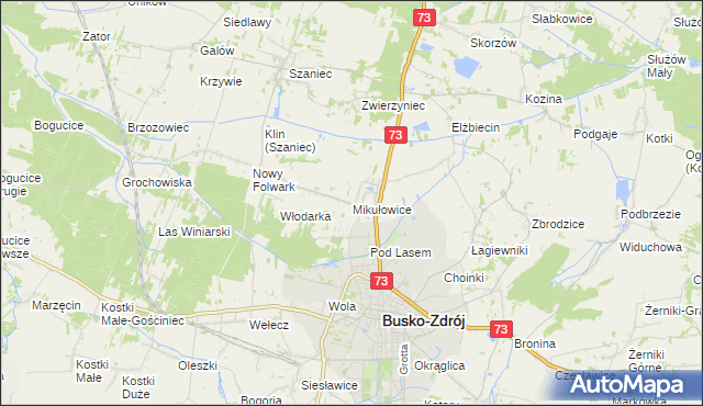 mapa Mikułowice gmina Busko-Zdrój, Mikułowice gmina Busko-Zdrój na mapie Targeo