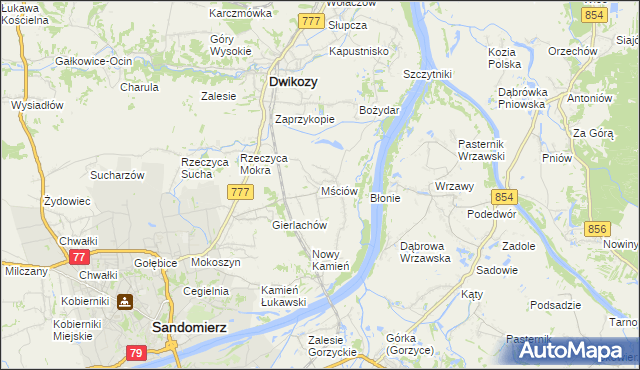 mapa Mściów, Mściów na mapie Targeo