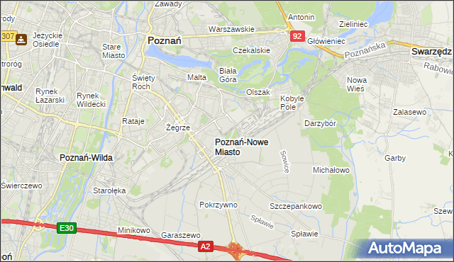 mapa Nowe Miasto gmina Poznań, Nowe Miasto gmina Poznań na mapie Targeo