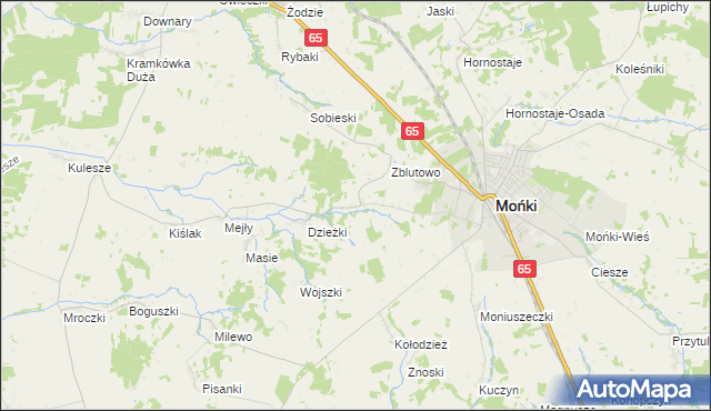 mapa Oliszki gmina Mońki, Oliszki gmina Mońki na mapie Targeo