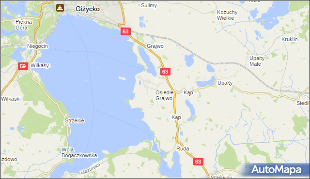 mapa Osiedle Grajwo, Osiedle Grajwo na mapie Targeo