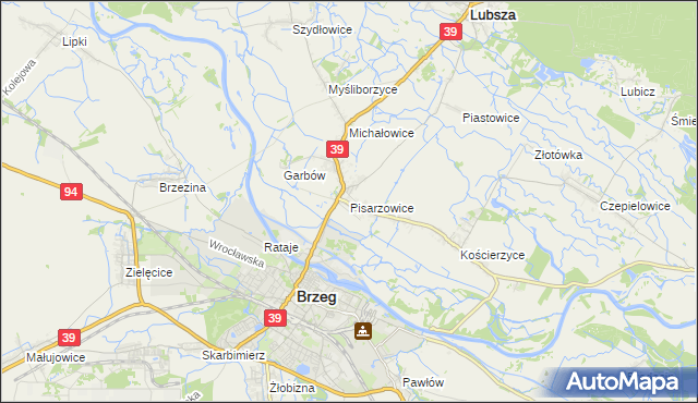 mapa Pisarzowice gmina Lubsza, Pisarzowice gmina Lubsza na mapie Targeo