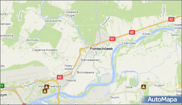 mapa Pomiechowo, Pomiechowo na mapie Targeo