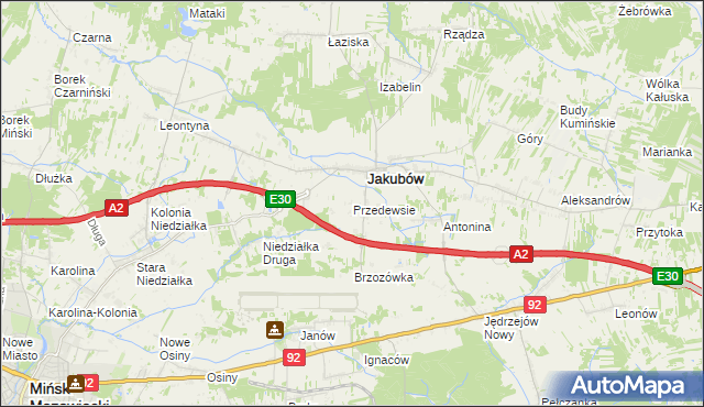 mapa Przedewsie gmina Jakubów, Przedewsie gmina Jakubów na mapie Targeo