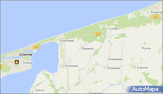 mapa Radawka, Radawka na mapie Targeo