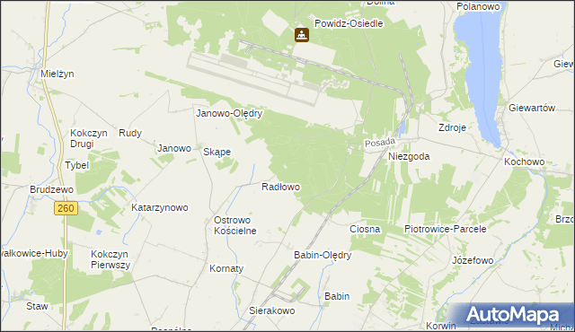 mapa Radłowo Leśne, Radłowo Leśne na mapie Targeo