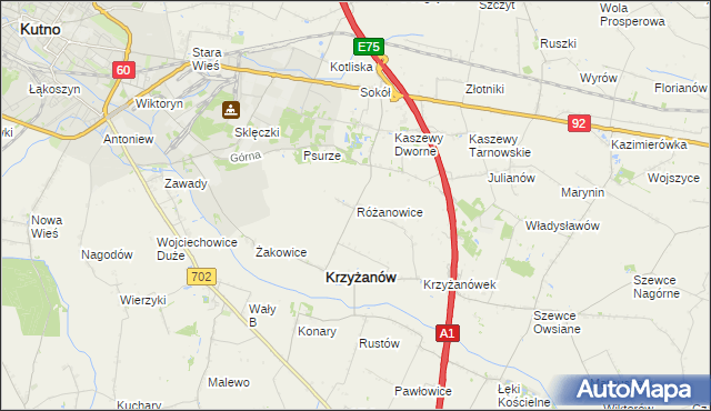 mapa Różanowice, Różanowice na mapie Targeo