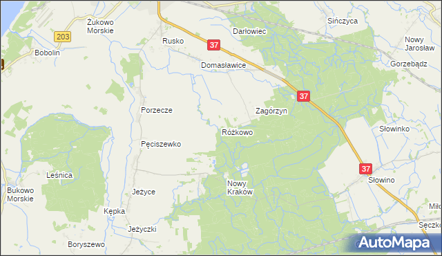 mapa Różkowo, Różkowo na mapie Targeo