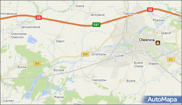 mapa Smardzów gmina Oleśnica, Smardzów gmina Oleśnica na mapie Targeo