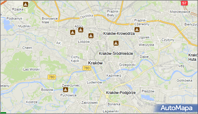 mapa Stare Miasto gmina Kraków, Stare Miasto gmina Kraków na mapie Targeo