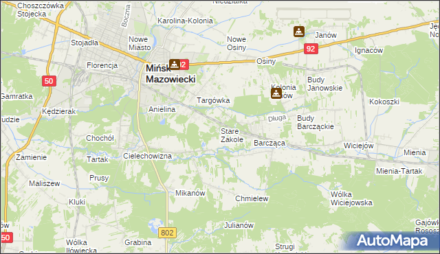 mapa Stare Zakole, Stare Zakole na mapie Targeo