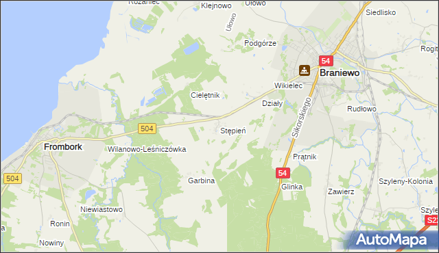 mapa Stępień, Stępień na mapie Targeo