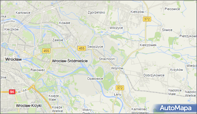 mapa Strachocin gmina Wrocław, Strachocin gmina Wrocław na mapie Targeo