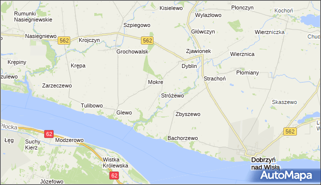 mapa Stróżewo gmina Dobrzyń nad Wisłą, Stróżewo gmina Dobrzyń nad Wisłą na mapie Targeo