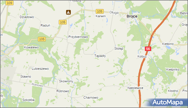 mapa Tąpadły, Tąpadły na mapie Targeo