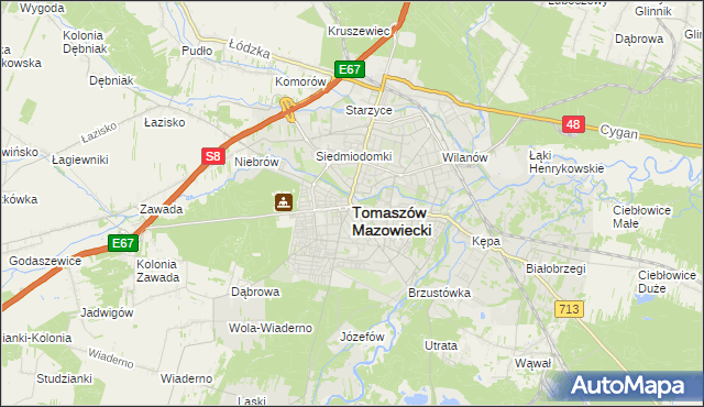 mapa Tomaszów Mazowiecki, Tomaszów Mazowiecki na mapie Targeo